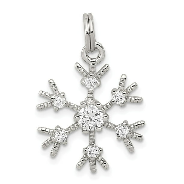 Christmas Day Solid 925 Sterling Silver Sparkling Clear CZ Snowflake Charm Bead Christmas Day Solid 925 Sterling Silver Sparkling Clear CZ Snowflake Charm Bead